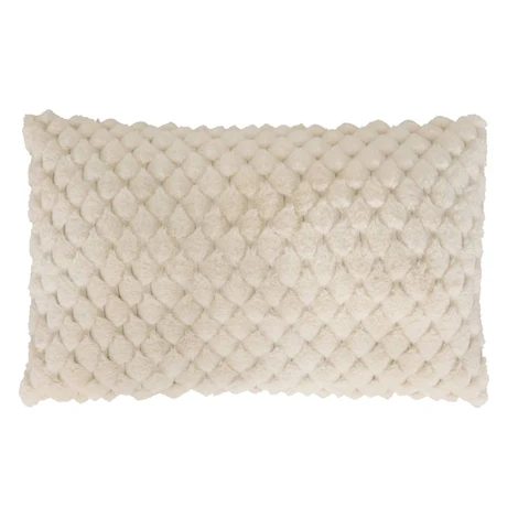 Atmosphera Adriel Coussin fausse fourrure jacquard beige - 80 x 50