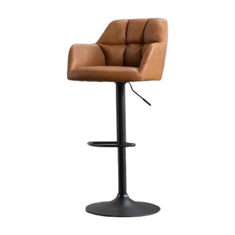 CHAIRUS Set van 2 draaibare barstoelen, PU-leer, moderne verstelbare kruk voor aanrecht en ontbijt (bruin)