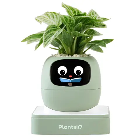 Cadeau d'été pour embellir votre intérieur – Pot de plante intelligent IA Ivy, interaction par expressions faciales, entretien intelligent des plantes, décoration pour personnes occupées, exprime les émotions de la plante (vert menthe)