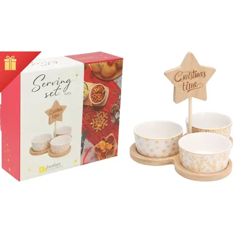 Koopman Serveerset Bamboe Kerst