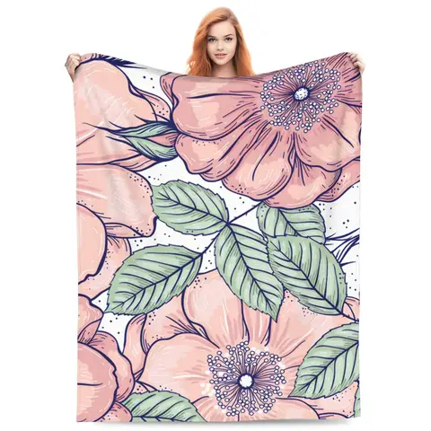 Soft Floral Print Fleece Throw Southwestern Tribal Designer Fleece Blanket – Premium Artistic Style 60inch×80inch