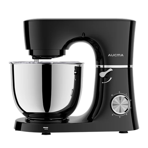 Aucma Stand Mixer, 6L 6-Speed Tilt-Head Food Mixers, 3-In-1 Kitchen Mixer with Bowl, Dough Hook, Whisk and Beater, Food Mixer for Baking, Cake, bread, pizza, pastries, pasta and Most Home Cooks ，450W pure copper DC motor(6L, Black)