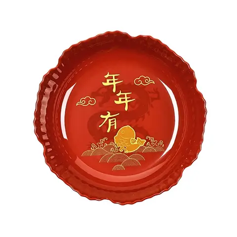Jährliche Fülle, Neujahr PR-ed Süßigkeitentablett, chinesisch-stilvolle festliche Melamin-Trockenfrüchteplatte, runde und quadratische Obstplatte, 20,3*20,3*5,5