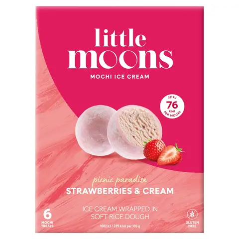 Little Moons Strawberries & Cream Mochi Ice Cream 6x32g