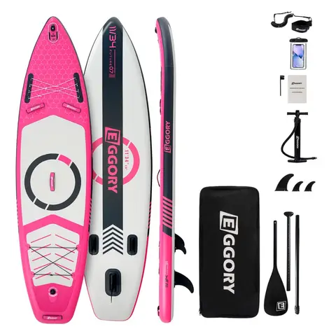 EGGORY Inflatable Stand Up Paddle Board  Black Pink Circle 3350*860*150mm 1pc