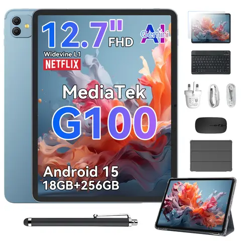 Blackview Link 8 Tablet, Android 15, 18GB(6+12) RAM + 256GB ROM, 12.7 Inch 2K+ FHD 2160*1600,  Gemini AI MediaTek G100, 8400mAh/PC Mod/Widevine L1/Face ID/16MP+13MP/GPS/OTG Gaming Tablets with Keyboard and Stylus