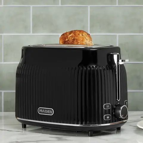Haden York 2 Slice Toaster, Extra-Wide Slots, Coated Stainless Steel, Black - 211279