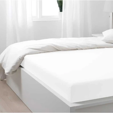 NightComfort Fitted Sheet Non Iron Polycotton Deep Fit 45cm White King