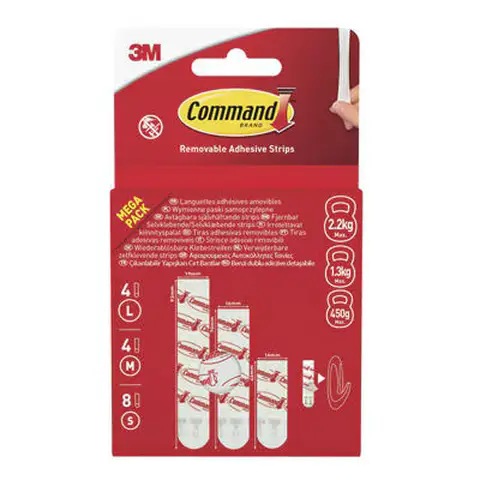 3M Command Small, Medium & Large White Replacement Adhesive Strip