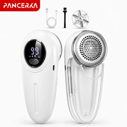 PANCERKA Rasoir électrique pour vêtements, batterie de 500 mAh, moteur rapide 7500 tr/min et système de précision à 6 lames - Blanc