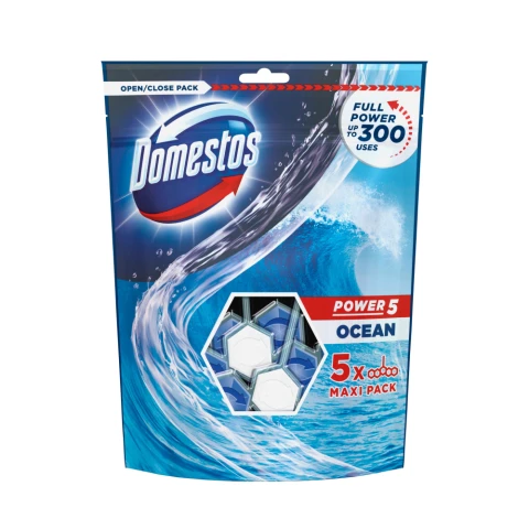 Domestos Power 5 Toilet Rim Block Ocean 5 x 55 g 