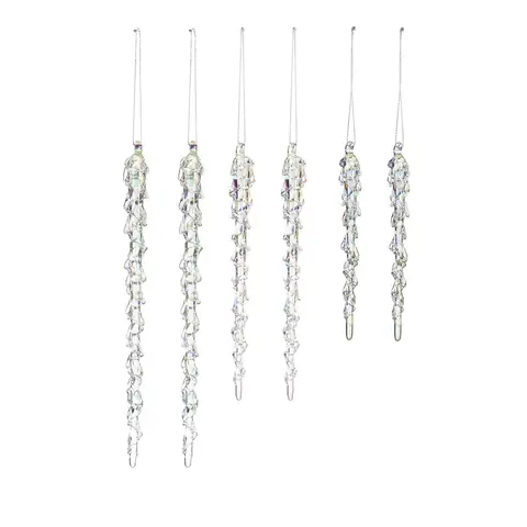 WeRChristmas Melting Iridescent Glass Icicles – Set of 6 Christmas Tree Decorations, 15–25cm