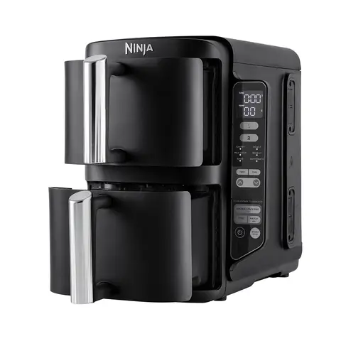 Ninja Double Stack 2-Drawer Air Fryer - 7.6L, Vertical Space-Saving Design, 4 Cooking Levels, 6 Cooking Functions, SL300UK