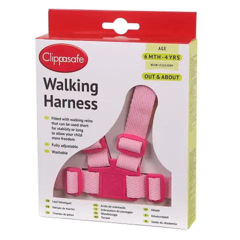 Clippasafe Walking Baby Harness with Reins Pink