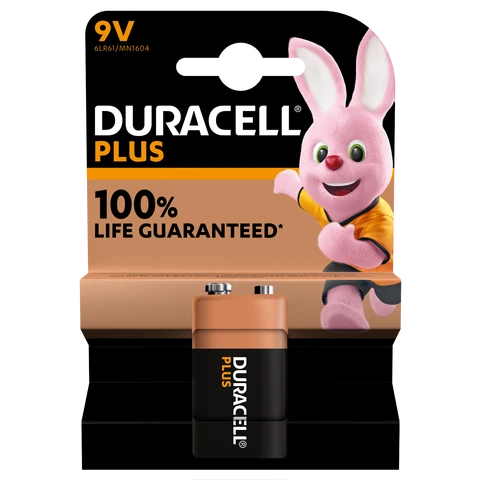 Duracell 9V Plus Power Alkaline Battery +100% Life - 1 Pack