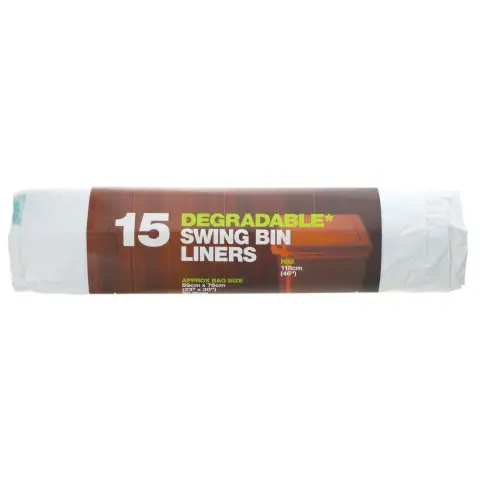 D2W - Swing Bin Liners 50L White - 100% Degradable, 59x76cm - 15 BAG