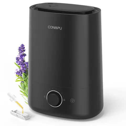 【Nouveauté】CONOPU Humidificateur 5 L à remplissage par le dessus avec diffuseur d’huiles essentielles, brume froide ultrasonique, buse rotative à 360°, veilleuse, autonomie de 50 h.