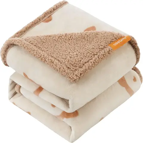 FEANDREA Wasserdichte Hundedecke, Sherpa-Fleece-Tierdecke für mittelgroße und große Hunde, Katzen, 152 x 127 cm, XL, maschinenwaschbar, doppelseitige Sofaschutzdecke, Beige PPB060K01