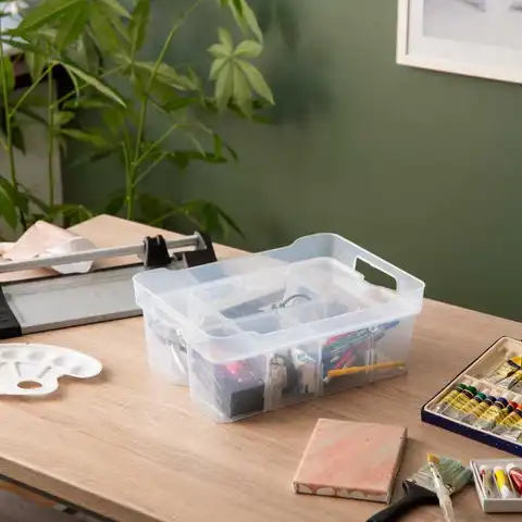 Strata Organise Me Plastic Stackable Storage Basket & Lid - Medium