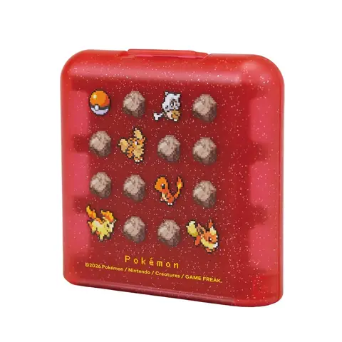 Hori Pokémon Pixel Art Étui compact et portable pour cartouches de jeux Nintendo Switch 2 - 24 rangements - Licence officielle - Rouge