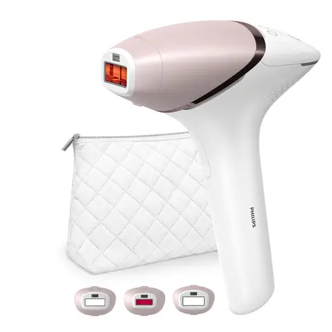 Philips Lumea Series 9000 IPL Hair Removal Device – SenseIQ, Cordless, 4 Attachments – White Rose Gold BRI955/01