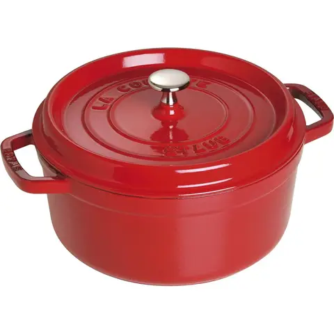 STAUB Cocotte Classic Emaille Gietijzeren Braadpan - 24 cm, Kersenrood, 3,8 L
