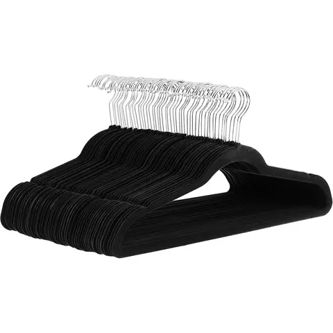 ANQI Non-Slip Suit Clothes Hangers, 
Black, Pack of 50