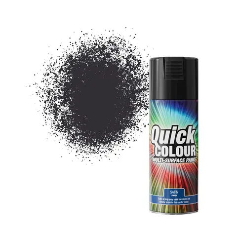 QUICK COLOUR MULTI SURFACE SPRAY PAINT BLACK SATIN 400ML