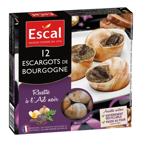 ESCAL 12 Large Black Garlic Snails 89 g