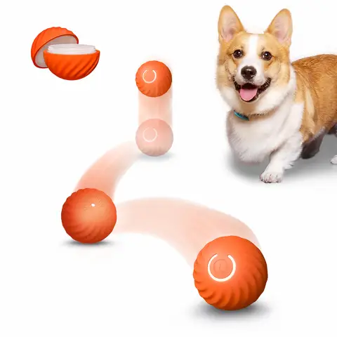 Petgravity Smart Bouncy Ball (for Small Dogs) 56 mm, Orange, USB-C Rechargeable, Smart Toy for Cats & Dogs, Pet Chase Game