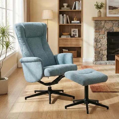 Armchair & Footstool Apero Recliner Ice Blue