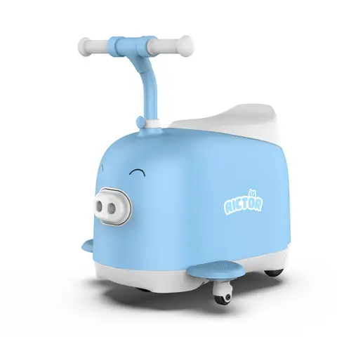 Rictor C8 Piggy elektrische kinderloopauto – anti-kantelsysteem met 5 wielen – opvouwbaar – bel en audiomodule – app-bediening door ouder – instelbare LED-verlichting – max. belastbaarheid 60 kg – 5–12 jaar – blauw