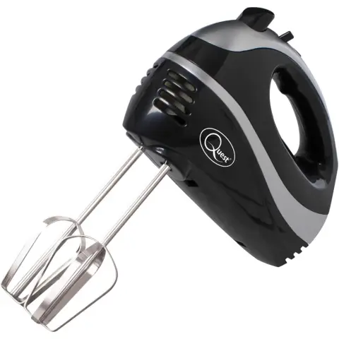 Quest Professional Hand Mixer - Black/Silver, turbo, speed, attachments, black, silver, motor – 35810