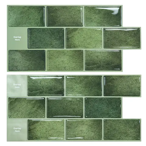 Art3d Peel and Stick Tile Stickers for Kitchen Splashback, 10-Pack 30x30cm Vinyl Subway Tile Style Wall Decals for Bathroom, Laundry, RV, Cooker Hood, Green