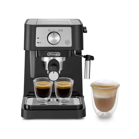 De’Longhi Stilosa Espresso Coffee Machine, 15 Bar, Milk Frother Steam Wand, Compact, Black, EC260.BK