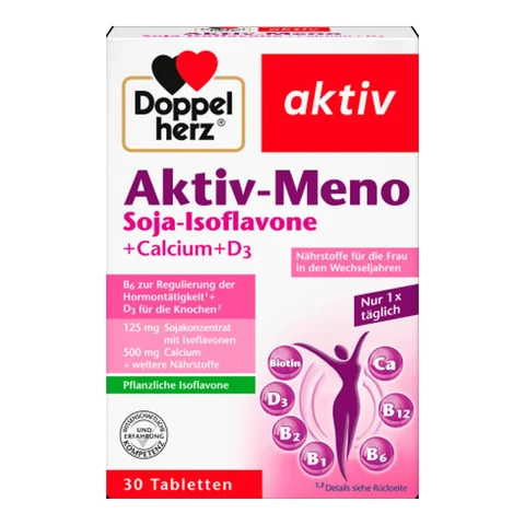Doppelherz Aktiv-Meno Soja-Isoflavone + Calcium + Vitamin D3 - Nahrungsergänzungsmittel 30 Tabletten