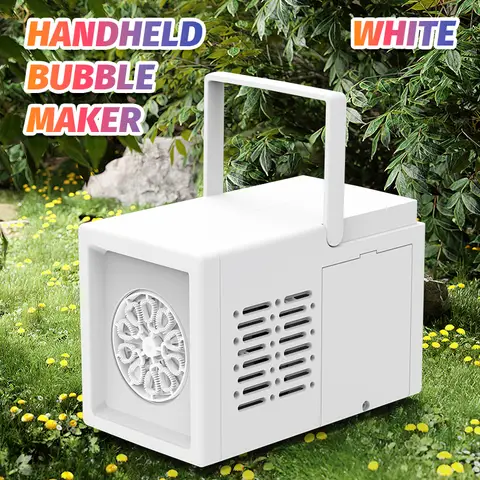 Automatic Bubble Machine Party Essential Bubble Maker - White, Over 1000 Bubbles/Minute, Portable Handheld Electric Bubble Machine for Party/Outdoor Fun, Gift/Christmas Surprise