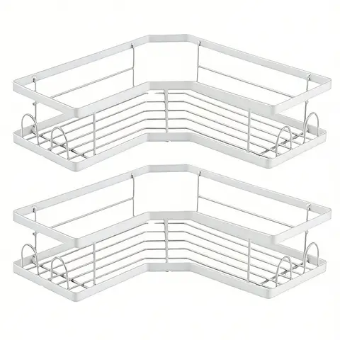 JORDAN&JUDY 2-Pack White Triangle Bathroom Corner Shelf, Bathroom Organizer