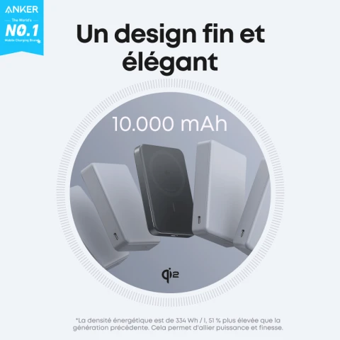 Anker Batterie Externe Magnétique 10000 mAh PD 35W avec câble USB-C intégré, Power Bank Charge Rapide, pour Apple Watch, iPhone 16 Pro Max/15/14/13/12, Samsung, iPad, AirPods et Autres (Noir)