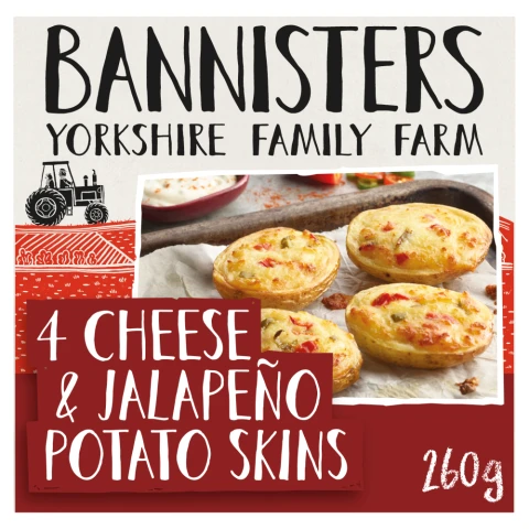 Bannisters Farm 4 Potato Skins Cheese & Jalapeno 260g