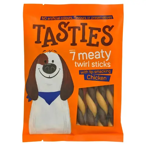 Tasties 7 Meaty Twirl Sticks Chicken 122g