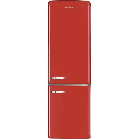 Amica FKR29653R Retro 181cm, Static Fridge Freezer, 60/40, Red, E Rated