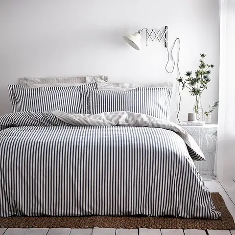 Yard Duvet Cover Set Hebden Stripe Mineral Blue Double