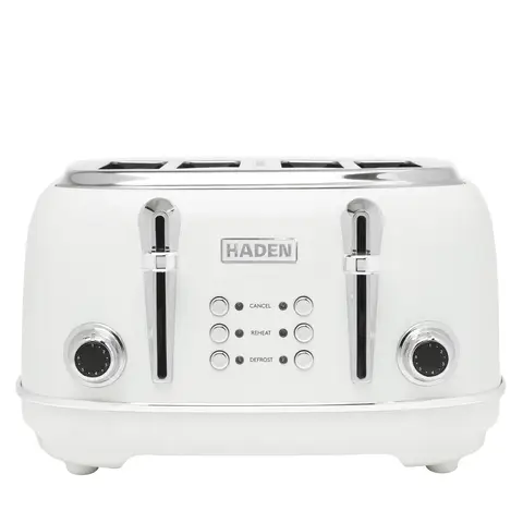 Haden Heritage Retro 4-Slice Toaster, Stainless Steel, Ivory White - 194220