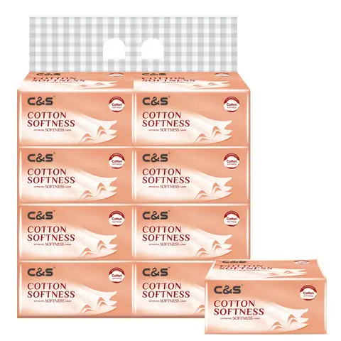 C&S Papiertaschentücher (Weiche Geprägte Weich), 3-lagig, 720 Blatt (90 Blatt * 8 Packungen), 4D-Geprägt, Baumwollweiche Haptik