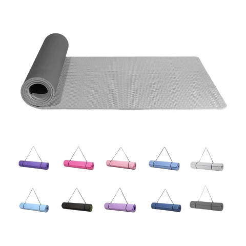 Good Nite Yoga Mat Exercise Mats Workout Pilates Fitness Mat for Women Men Non-Slip Thick 10mm High Density Gymnastics Mats with Carry Strap Tpe 183 x 61 x 0.6cm (Black/Grey) Black/Grey