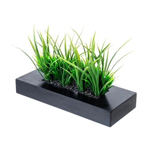 MyGift Große künstliche Grünpflanzen im 14-Zoll mattschwarzen Holz-Dekotopf, Tischdeko mit künstlichem Grün in rechteckigem Holztopf