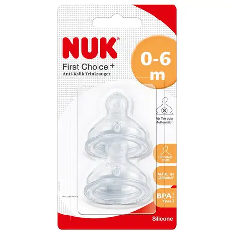 NUK First Choice+ Silicone Teat Size 1 (0–6 months) S (for tea or breast milk) 2 pieces