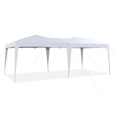 CLIPOP 3 x 6 m Gazebo Marquee Tent Water Resistant Anti-UV Garden Canopy Tent with Heavy Duty Steel Frame and Carrying Bag for Outdoor Wedding Garden Party Family White