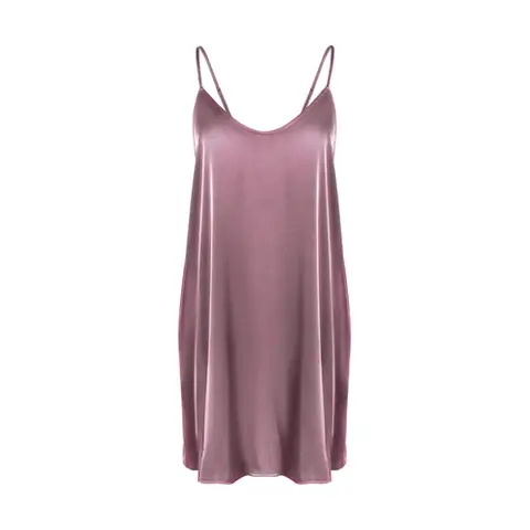 IZURIA round-neck brick red silk-like suspender dress  S